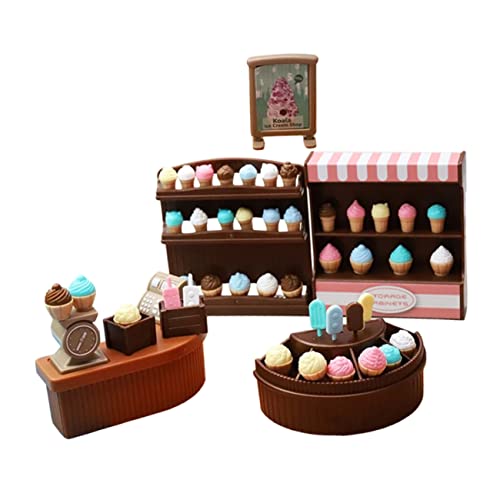 LALADEFIEE 1 Satz Mini-eisdiele Anzeige Puppe Mini-eisvitrine Miniaturmodell Miniatur-eisvitrine Landschaftsgestaltung Miniaturspielzeug Mini-kuchenschrank Mini-tortenschrank-Ornament Plastik von LALADEFIEE