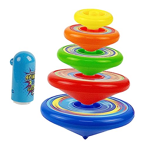 LALADEFIEE 1 Satz Tops Stapelbare Rotierende für Hand Augen Koordination Bunte Sichere Kunststoffspielzeuge für Partys und Geburtstagsgeschenke mit und Launcher Farben Zufällige Farbe von LALADEFIEE