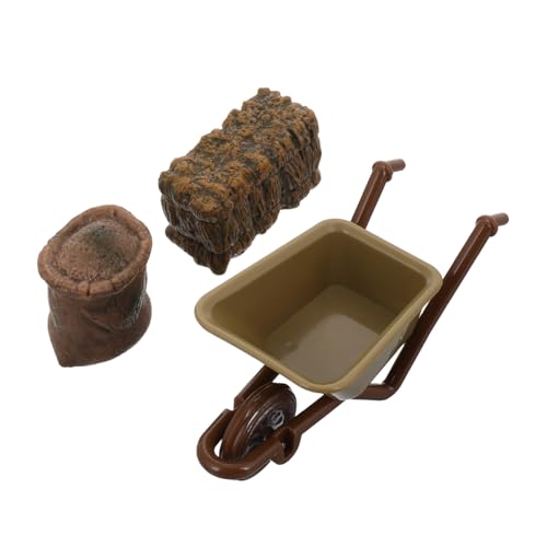 LALADEFIEE Puppenhaus Zubehör Set Mini Bauernhof Werkzeuge Simulation Warenkorb Mini Heu Ballen Und Landschaft Für von LALADEFIEE