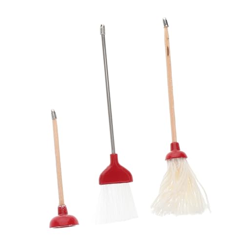 LALADEFIEE 1satz Miniatur Reinigungsset Für Puppenhaus Teiliges Set Mit Mop Besen Und Toilette Plunger Realistische Accessoires Für Badezimmer Und Miniatur Reinigung von LALADEFIEE