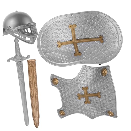 LALADEFIEE Retro-rüstungsset Mit Spielzeugschild Mittelalter Helm Kinder Cosplay Zubehör Robustes Kunststoffmaterial Feine Verarbeitung von LALADEFIEE