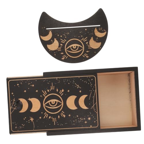 LALADEFIEE Wahrsage-Tarotkarten-Set mit Aufbewahrungsbox aus Holz Ständer einzigartiges Design für die Meditation zu Hause in der Bar von LALADEFIEE