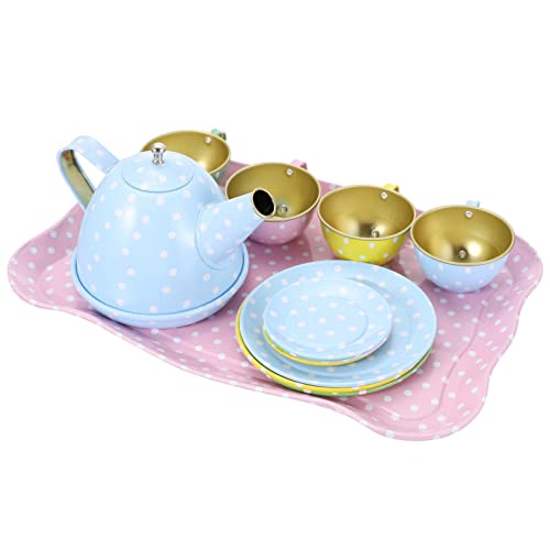 LALADEFIEE 1 Simulation Tee-Set teeservice puppengeschirr kinderküChe zubehör kinderküchenzubehör Puppenhaus- Geschirr-Modell Simulations-Küchen-Kit Weißblech von LALADEFIEE