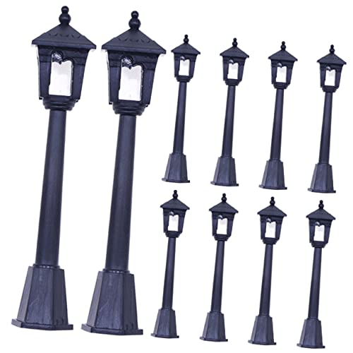 LALADEFIEE 10 Stück Miniatur Straßenlaternen Modellset Dekorative Miniatur Straßenlampen für Puppenhäuser und Gartenlandschaften Stabil und Vielseitig Einsetzbar von LALADEFIEE