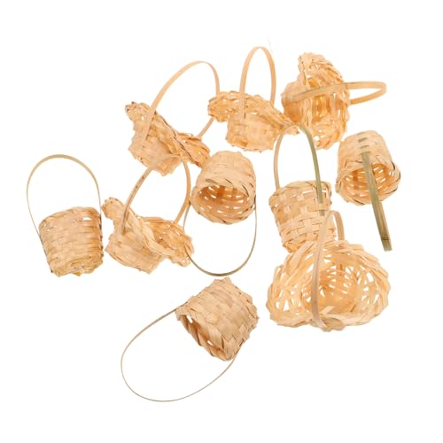 LALADEFIEE 10 Stück Winzige Miniatur Imitationskörbe Aus Rattan Puppenhauszubehör Miniatur Imitationskorb Aus Rattan Puppenhauszubehör Puppenhaus Küchenbedarf Beige von LALADEFIEE