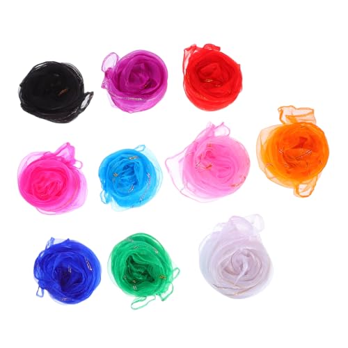 LALADEFIEE 10 Stücke Kinder Leistung Schals Kleine Tanz Schals Musik Und Bewegung Zubehör Kleinkind Spielen Handtuch Für Mädchen Foto Requisiten von LALADEFIEE