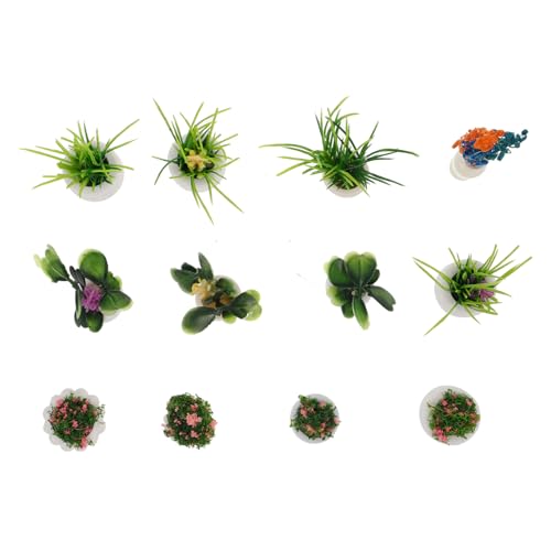 LALADEFIEE Winziges Bonsai-Modell Für Puppenhaus 12-teiliges Miniatur-Bonsai-Set Realistische Außendekoration Mini-landschafts-Bonsai von LALADEFIEE