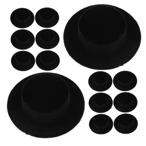 LALADEFIEE 15 Stück Teiliges Mini aus Schwarzem Filz Kleine Puppenhüte für Bastelprojekte Miniatur Dekoration für Schneemann DIY Puppenzubehör für Handgemachte und Wohnaccessoires von LALADEFIEE