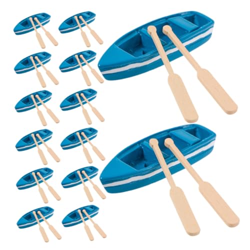 LALADEFIEE 16Er Set Ruderboot Harz Bürodekorationsmodelle Kanu Tischplatte Mikro Miniaturmodell DIY Marinedekor Winzige Paddel Kleine Landschafts Strandornamente Heimfischen Moos von LALADEFIEE