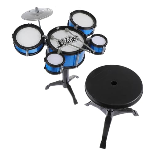 LALADEFIEE 1Satz Schlagzeug Set Robustes Trommelspielzeug Für Kleinkinder Pädagogisches Musikinstrument Mit Hocker Und Farbakzenten Fördert Kreativität Hand Augen Koordination Und Musikalische von LALADEFIEE