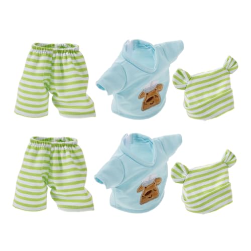 LALADEFIEE 2 Satz Puppenkleidung mit Hemd Hose Mütze Winter Outfits für Spielpuppen Rollenspiel Zubehör für Puppenhaus von LALADEFIEE