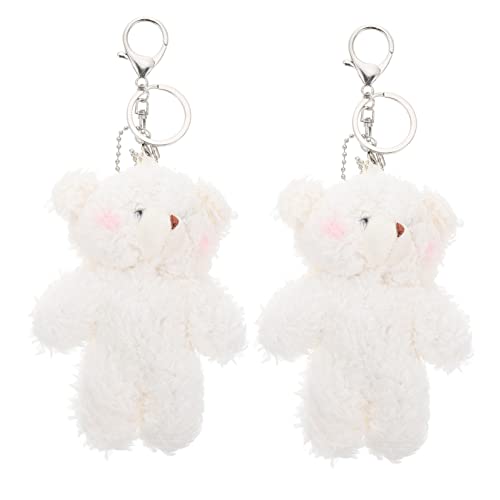 LALADEFIEE 2 Stück Bären Schlüsselanhänger Plüschtiere Rucksack Schlüsselanhänger Cartoon Passende Stofftierbären Flauschig Süß Mini Stofftier Schlüsselanhänger Der Tier Rucksack von LALADEFIEE