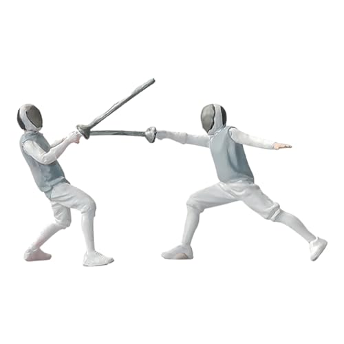 LALADEFIEE 2 Stück Fechtpuppenmodell Fechtkampfmodelle Im Maßstab 164 Fechtmodell Im Maßstab 164 Mini Personenmodell 164 Diorama Figuren Winzige Fechtmenschen Mini Fechtmodelle von LALADEFIEE
