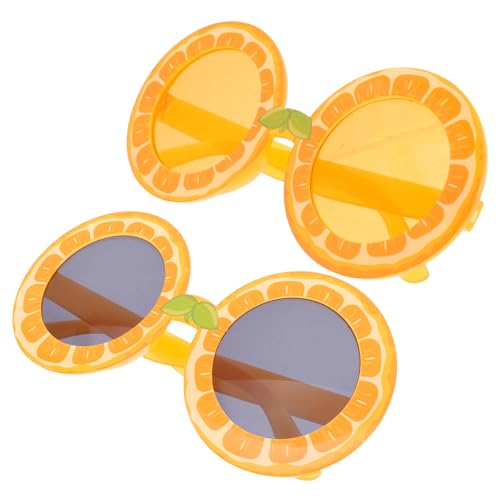 LALADEFIEE 2 Stück Fruchtförmige Sonnenbrille Zitronen und Orangendesign Leichtes Material Lustige Partybrille für Strand Luau und Hawaiianische Sommerfeiern von LALADEFIEE
