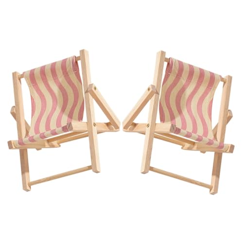 LALADEFIEE 2 Stück Mini-strandstuhl-telefonhalter Aus Holz, Faltbarer Telefonständer, Niedliches Strandzubehör, Sommer-küsten-themenzimmer, Heim-Schreibtisch-Dekoration von LALADEFIEE