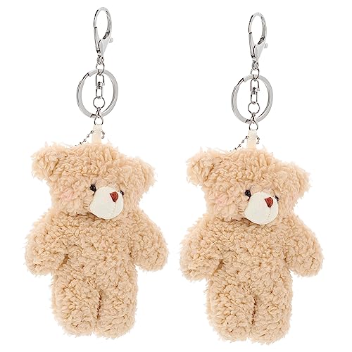 LALADEFIEE 2 Stück Plüschbär-schlüsselanhänger Polar- Klein Mini Gefüllter Bär Plüsch Ausgestopft Hängend Gemütlich Sachen Kuscheltier Rucksack Karikatur Tragen Mädchen Legierung Light Brown von LALADEFIEE