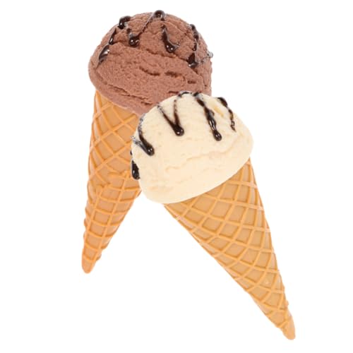 LALADEFIEE 2 Stück Teiliges Eiscreme Modell Realistische Künstliche Eistüten Dekoration Farbenfrohe Nachbildung für Party Deko Fotografie Requisiten für Camping und Kinderspaß von LALADEFIEE