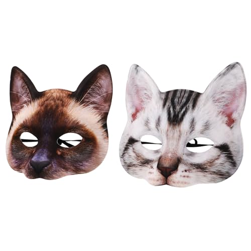 LALADEFIEE 2 Stück Teiliges Katzenkopf-masken Flauschigem Tierdesign Realistische Cosplay-masken für Halloween Kostüm Maskenball Bequem mit Augenöffnungen für Partys und Verkleidungen LALADEFIEE 2 Stück Teiliges Katzenkopf-masken Flauschigem Tierdesign Realistische Cosplay-masken für Halloween Kostüm Maskenball Bequem mit Augenöffnungen für Partys und Verkleidungen von LALADEFIEE