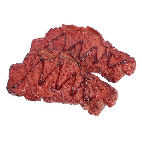 LALADEFIEE 2 Stück Teiliges Künstliches Steak Realistische Deko Simuliertes Gebratenes Roastbeef Lebensechte Nachbildung für Markt und Küchen Dekoration Vielseitige Fotografie Requisiten von LALADEFIEE