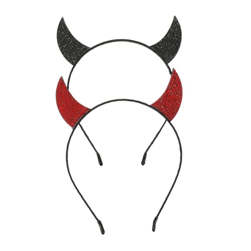 LALADEFIEE 2 Stück Teufelshörner Haarreif mit Funkelnden Kristallen Kreative Halloween Kostüm Accessoires Umweltfreundlicher Bequem und Auffällig für Party Karneval Fasching und Cosplay von LALADEFIEE