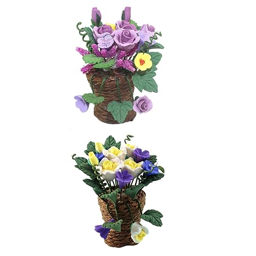 LALADEFIEE 2Stücke DIY Blumenkorb Modell Kreative Dekoration für Puppenhaus Landschaft und Bonsai Wohnkultur und Stabile und Verarbeitung LALADEFIEE 2Stücke DIY Blumenkorb Modell Kreative Dekoration für Puppenhaus Landschaft und Bonsai Wohnkultur und Stabile und Verarbeitung von LALADEFIEE