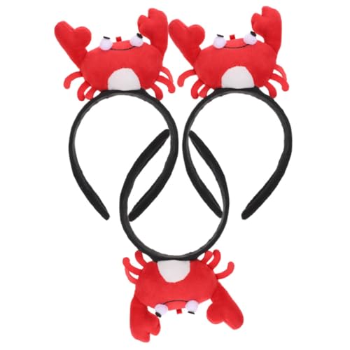 LALADEFIEE 3 Stück Teiliges Krabben Stirnband Weicher Plüsch Haarreif mit Lebensechtem Krabben Design Lustiges Cartoon Tier Kostüm Accessoire für Party Cosplay und Leicht und Bequem zu von LALADEFIEE