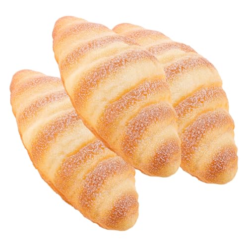 LALADEFIEE 3 Stück Teiliges Künstliches Brot für Dekoration Realistische Croissant Attrappen mit Authentischer Textur Stabile Modelle für Fotografie Bäckerei Restaurant und Küchendekor von LALADEFIEE