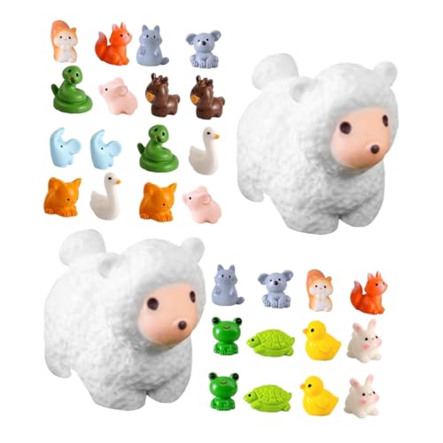 LALADEFIEE 30 Kleine Tierfiguren Aus Kunstharz: Miniaturstatuen in Form Von Fröschen, Hasen, Schafen Und Enten – Bezaubernde Dekoration Für Moos-Terrarium, Puppenhaus, Bonsai LALADEFIEE 30 Kleine Tierfiguren Aus Kunstharz: Miniaturstatuen in Form Von Fröschen, Hasen, Schafen Und Enten – Bezaubernde Dekoration Für Moos-Terrarium, Puppenhaus, Bonsai von LALADEFIEE