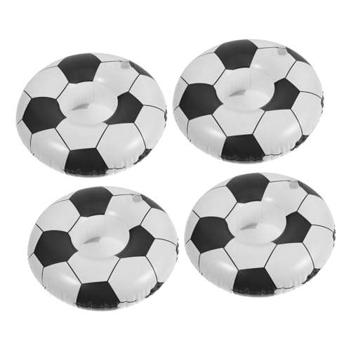LALADEFIEE 4 Stück Aufblasbarer PVC Fußball Getränkehalter Schwimmend Reusable Strand Pool Party Zubehör Spielspaß Outdoor Wiederverwendbar von LALADEFIEE