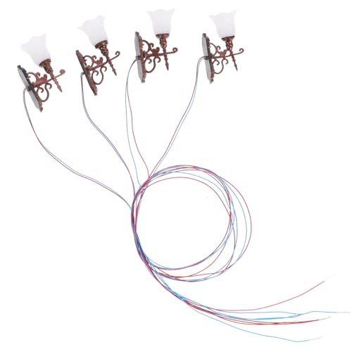 LALADEFIEE 4 Stück Miniatur Wandlampe für Puppenhäuser Vintage Modellleuchten mit Warmem Licht Dekorative Accessoires für Sandtisch Layouts und Miniatur Szenen von LALADEFIEE