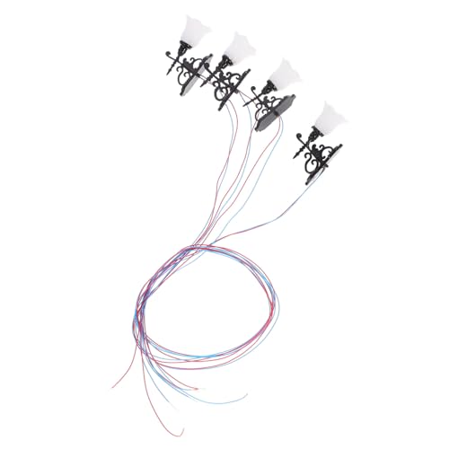 LALADEFIEE 4 Stück Miniatur Wandlampen Dekorative Lichter für Puppenhäuser und Sandkasten Modelle Schwarz mit Warmem Licht für Miniatur Landschaften und DIY Projekte von LALADEFIEE