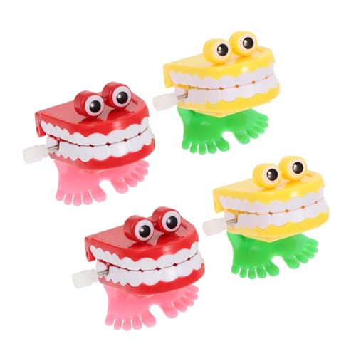 LALADEFIEE 4 Stück Springende Geisterzähne Spielzeuge Spaß Kunststoff Zähne Modelle Stuffers Aufziehzähne Simulierte Zähne Bauchmuskeln von LALADEFIEE