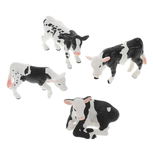 LALADEFIEE Tiermodell-Set 4-teilig Miniatur-nutztiere Spielzeug Kühe Und Kälber Gartenlandschaftsdekor Pädagogisches Stoffspielzeug Für Jungen Und Mädchen von LALADEFIEE
