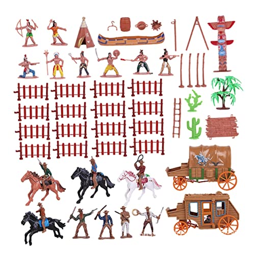 LALADEFIEE 43 Stück Cowboy Modell Ornamente Simulationsfiguren Minifiguren Figurenmodelle Western Actionfiguren Mini Matador Miniaturspielzeug West Charaktermodell Reitfiguren von LALADEFIEE