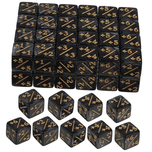 LALADEFIEE 48 Stück Teiliges Acryl Counter Dice Set mit Plus Minus Zeichen Glänzend Schwarz Token Würfel für Kartenspiele und Tabletop Spiele Praktische Spielwürfel für CCG Kartenspiel von LALADEFIEE