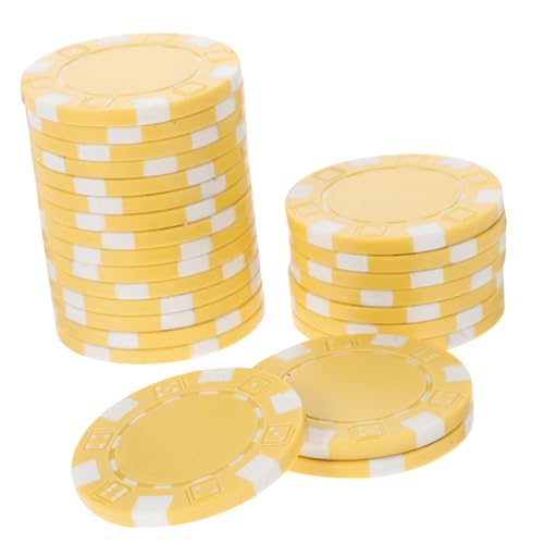 LALADEFIEE 50 Stück Teiliges Poker Gaming Chips aus Stabilem Kunststoff Professionelle Spielmarken für Poker Zählen und Lernspiele Tragbare Belohnungs und Spielchips in Gelb für Turniere und LALADEFIEE 50 Stück Teiliges Poker Gaming Chips aus Stabilem Kunststoff Professionelle Spielmarken für Poker Zählen und Lernspiele Tragbare Belohnungs und Spielchips in Gelb für Turniere und von LALADEFIEE
