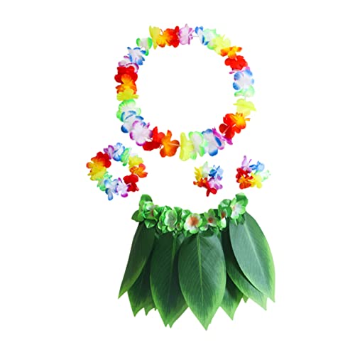LALADEFIEE 5Stücke Teiliges Hawaiianisches Kostüm Set mit Blattrock Armbändern Halskette Stirnband Luau Party Strandfestivals Elastischem Grünem Kunstmaterial LALADEFIEE 5Stücke Teiliges Hawaiianisches Kostüm Set mit Blattrock Armbändern Halskette Stirnband Luau Party Strandfestivals Elastischem Grünem Kunstmaterial von LALADEFIEE