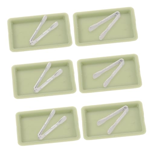 LALADEFIEE 6 Sätze Teiliges Miniatur Puppenhaus Backset mit Mini Backblechen und Küchenzangen DIY Puppenhaus Zubehör für Kreative Miniatur Bäckerei Dekoration von LALADEFIEE