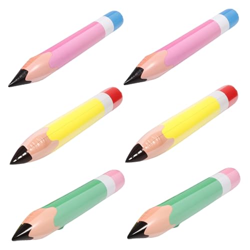 LALADEFIEE 6 Stück Aufblasbare Riesen Bleistift Deko Teiliges PVC Schulanfang Party Hängend Klassenzimmer Garten Bunte Bleistift Spielzeuge für Leicht Tragbar von LALADEFIEE