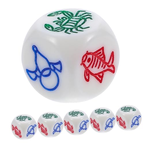 LALADEFIEE 14 Mm Harzwürfel-Set 6 Stück Garnelenwürfel Krabbe Für Partys Und Spiele von LALADEFIEE