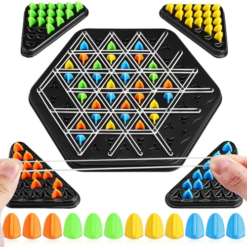 LALADEFIEE Chain Triangle Chess Spiel Multiplayer Strategisches Dreiecksspiel Familienspiel Tragbares Brettspiel für Spieler mit Einzigartigem Spielverlauf von LALADEFIEE