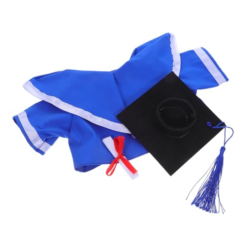 LALADEFIEE Graduierungsoutfit für Stofftiere mit Blauem Umhang Weißem Kragen und Urkunde für Bär Puppenkleidung Abschlussfeier Dekoration von LALADEFIEE