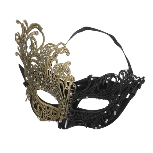 LALADEFIEE Halbe Spitzen-masquerade-maske für Damen Verstellbar mit Elastischem Band Mystischer Look für Karneval Halloween und Kostümpartys Schwarz-goldenes Design mit Feiner Spitze LALADEFIEE Halbe Spitzen-masquerade-maske für Damen Verstellbar mit Elastischem Band Mystischer Look für Karneval Halloween und Kostümpartys Schwarz-goldenes Design mit Feiner Spitze von LALADEFIEE