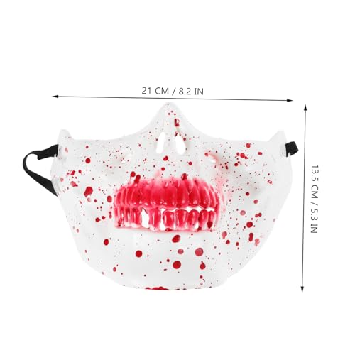 LALADEFIEE Halbes Maske Halloween Blutrot Weiß Gruselig Karneval Kostümmaske Halbgesicht Für Party Cosplay Theatervorstellung von LALADEFIEE