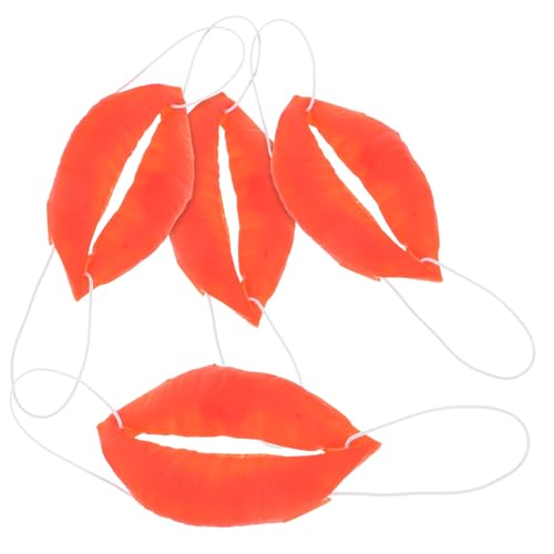 LALADEFIEE Leistung Requisiten 4 Stücke Wurst Mund Rot Große Lippen Lash Für Halloween Cosplay Party von LALADEFIEE