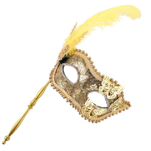 LALADEFIEE Handheld Karnevalsmaske mit Funkelnden Pailletten und Einzigartigem Schmetterlingsdesign Tragbar und für Maskenball Fasching Kostümparty und Masquerade Accessoires von LALADEFIEE