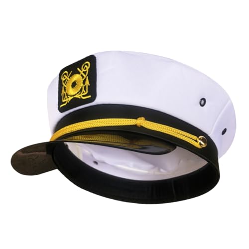 LALADEFIEE Kapitänsmütze Weiß Matrosenhut Segler Kostüm Accessoire Verstellbar Herren Damen Party Halloween Cosplay von LALADEFIEE