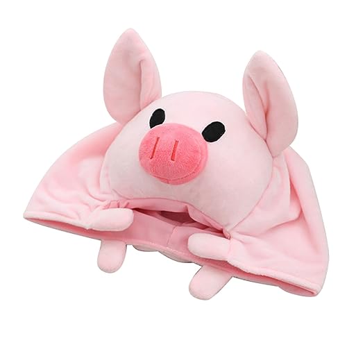 LALADEFIEE Kuschelige Schweine Haube mit Wackelnden Ohren Weiches Plüschmaterial Bequeme Kopfbedeckung für Halloween Fasching und Kreative Party Requisiten für Mädchen und Rollenspiele von LALADEFIEE
