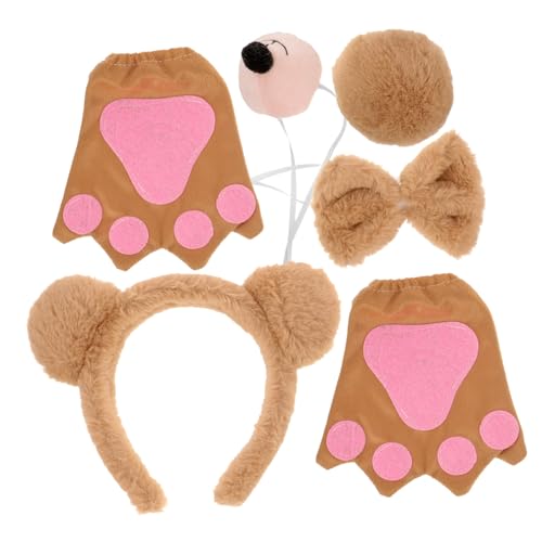 LALADEFIEE Kuscheliges Bären kostüm Ohr haarreif Schleife und Handschuhen Plüschiger Kopfschmuck für Mädchen und Erwachsene Vielseitig für Partys Tanz und Verkleidung von LALADEFIEE