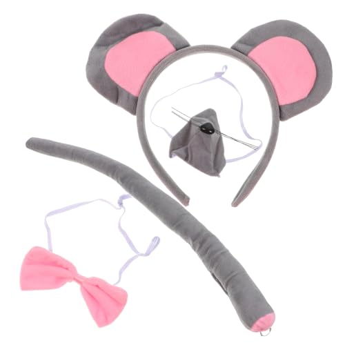 LALADEFIEE Mäuseohren Haarreif Set Damen Tierkopfband mit Schleife Kostüm Accessoire Teiliges Party Headwear Set für Karneval Cosplay Festlichkeiten von LALADEFIEE